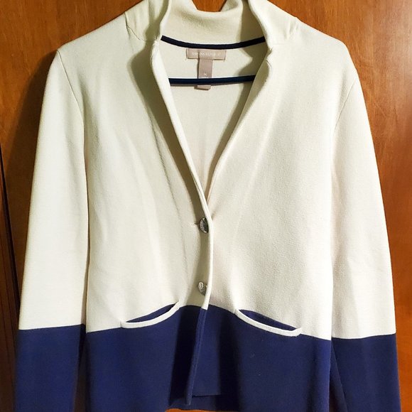 Banana Republic Navy-Cream Jacket Blazer - Womens Size Medium - Picture 1 of 3